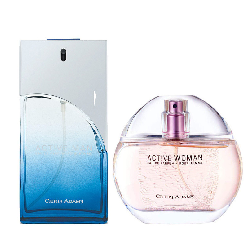 ادوپرفیوم مردانه کریس آدامز مدل Active حجم 80 میلی لیتر به همراه ادوپرفیوم زنانه کریس آدامز مدل Active حجم 80 میلی لیتر