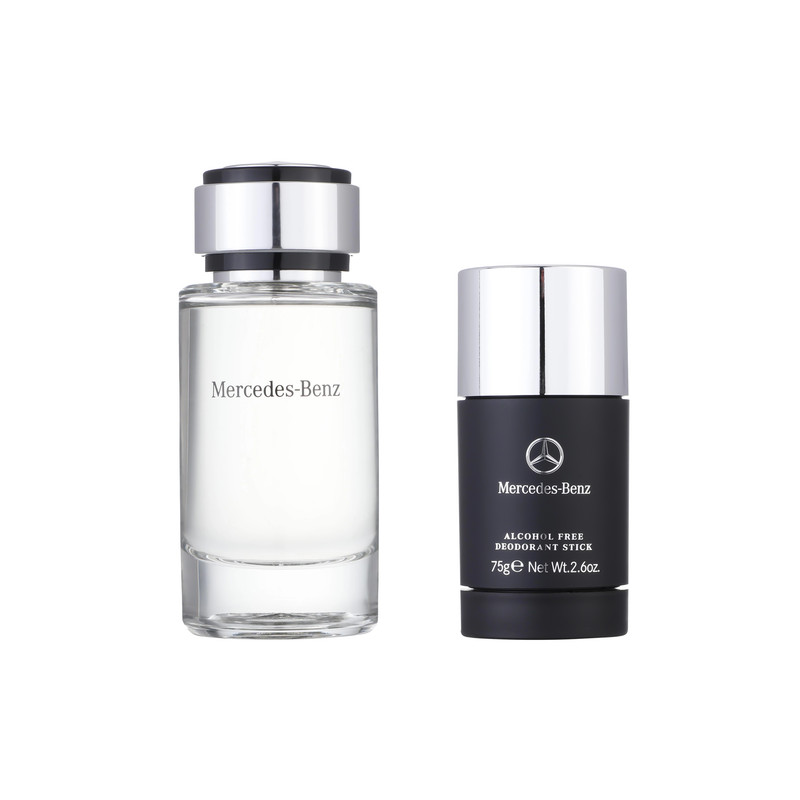 ست ادوتویلت مردانه مرسدس بنز مدل 1001 حجم 120 میلی لیتر به همراه استیک دئودورانت مردانه مرسدس بنز مدل For Men وزن 75 گرم 