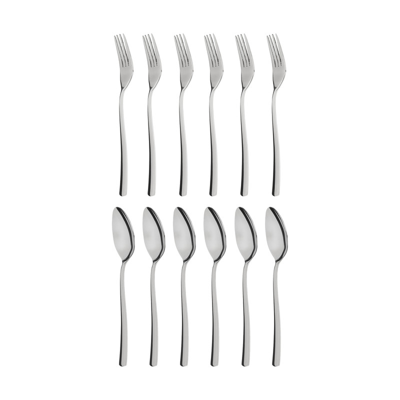 سرویس قاشق و چنگال غذاخوری 12 پارچه صنایع استیل ایران مدل روما کد 6