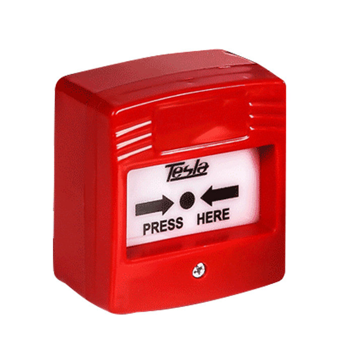 شستی اعلام حریق تسلا مدل ال ای دی دار کد MCB124