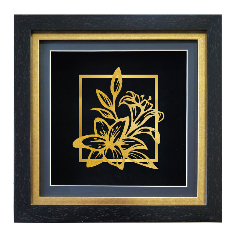 تابلو طلاکوب آلتین هنر مدل گل لیلیوم قاب دار کد 50438