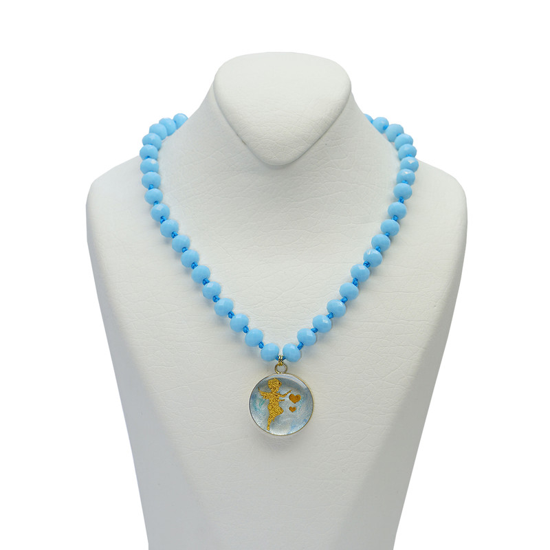 گردنبند زنانه آلتین هنر مدل فرشته و دو قلب