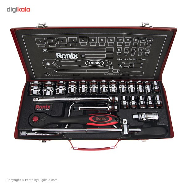 مجموعه 24 عددی آچار بکس رونیکس مدل RH-2624 با سری های شش گوشه