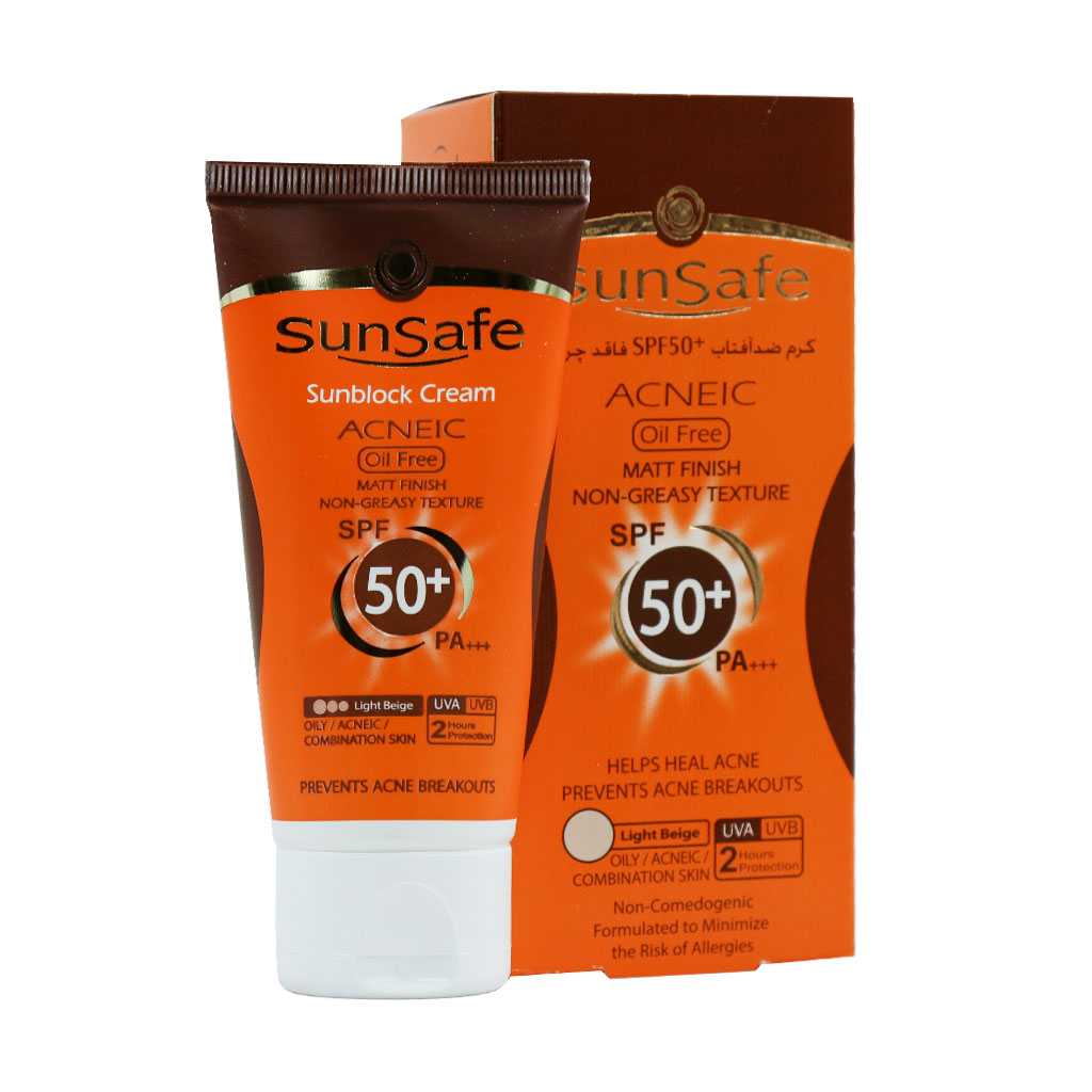 کرم ضد آفتاب فاقد چربی spf50 مناسب پوست چرب و آکنه ای سان سیف
