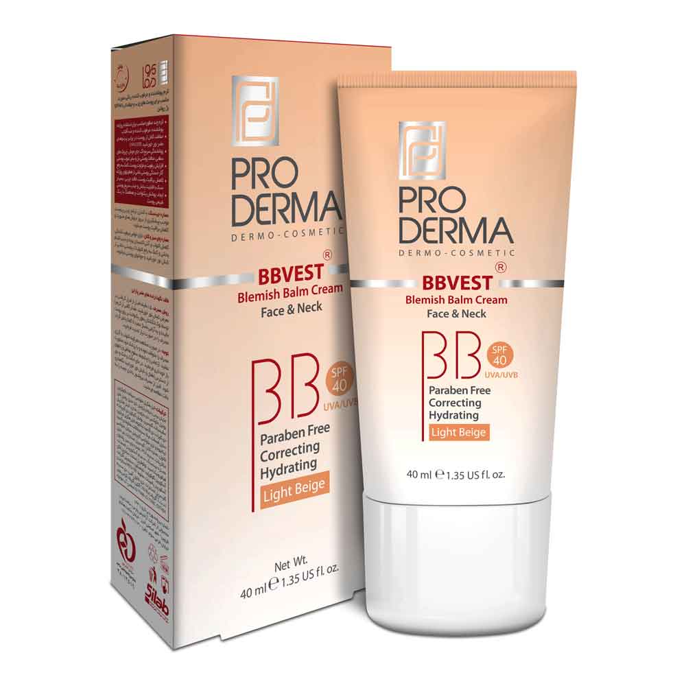 bb کرم پوشاننده و مرطوب کننده رنگی پوست چرب و جوشدار spf40 پرودرما