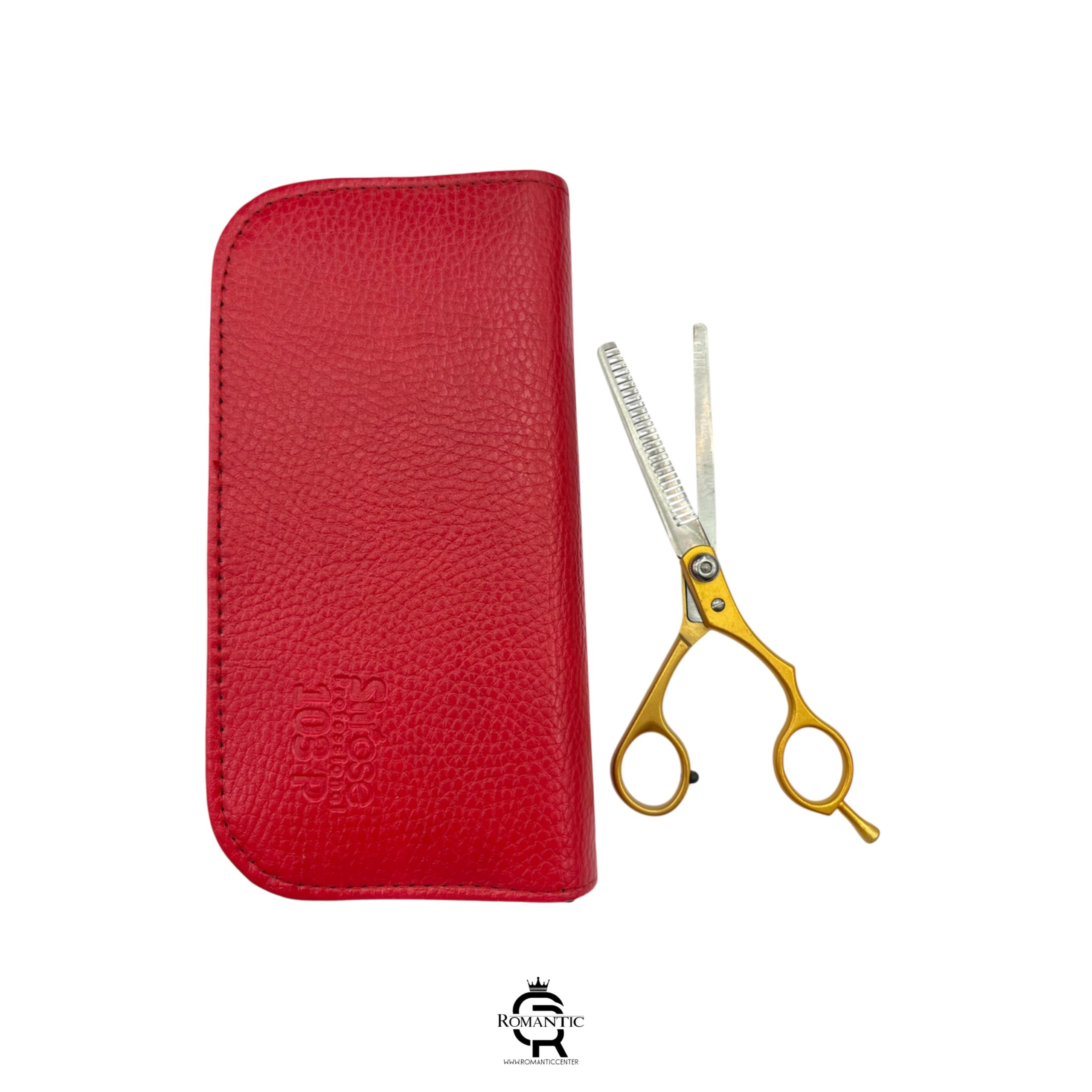 قیچی یک سر پیتاژ 103 دسته طلایی کیف دار شیروز