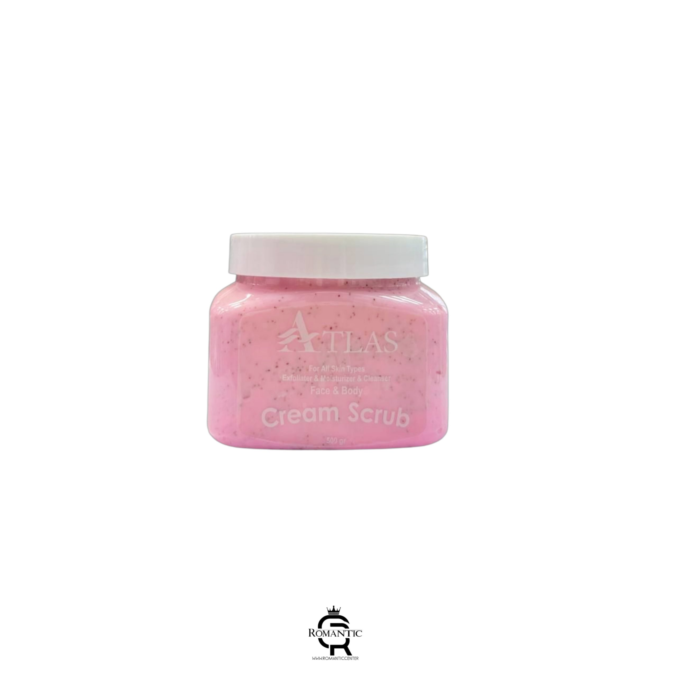 اسکراب صورت و بدن کره ای 500 گرمی صورتی اطلس