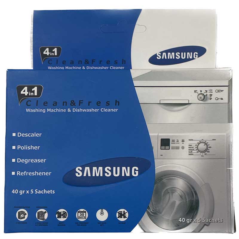 پودر جرم گیر ماشین لباسشویی و ظرفشویی سامسونگ بسته 5 عددی