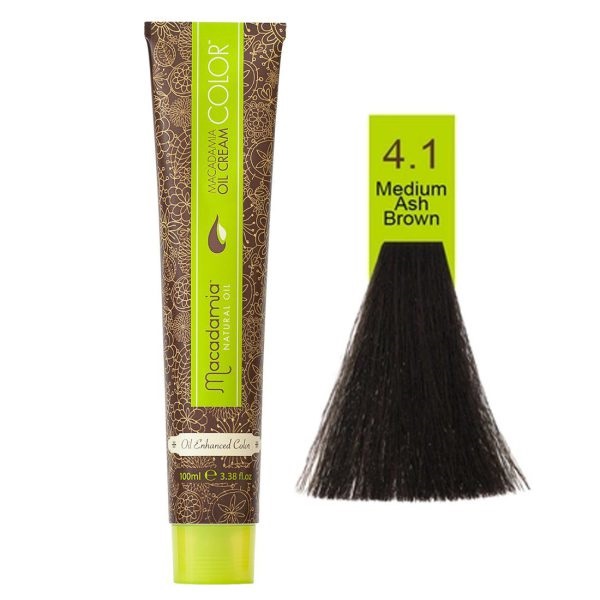 رنگ مو ماکادامیا (Macadamia) شماره 4.1 رنگ قهوه‌ای دودی متوسط حجم 100 میلی‌لیتر