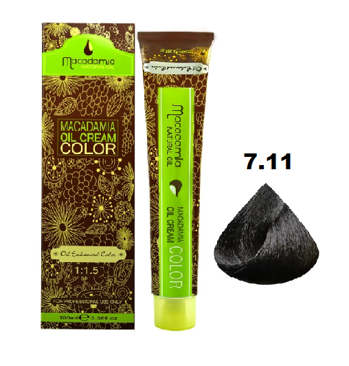 رنگ موی ماکادامیا شماره 7.11 حجم 100 میلی لیتر رنگ بلوند دودی متوسط