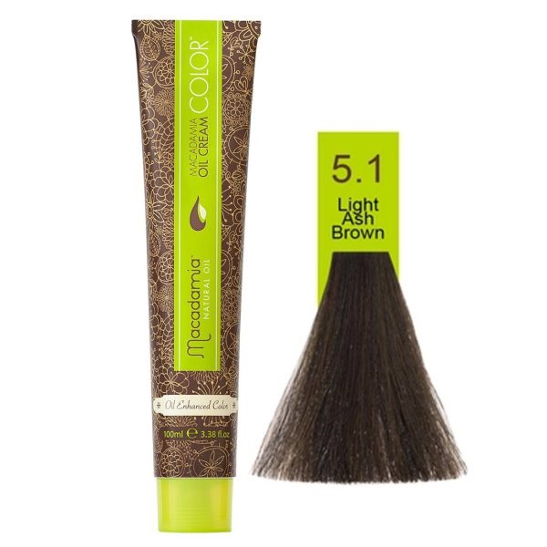 رنگ مو ماکادامیا شماره 5.1 رنگ قهوه ای دودی روشن حجم 100میل Macadamia