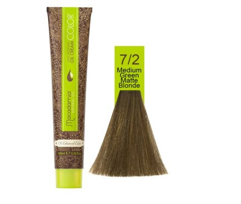 رنگ موی ماکادامیا شماره 7.2 حجم 100 میلی لیتر رنگ بلوند زیتونی