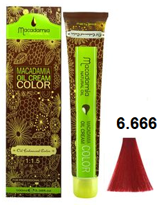 رنگ موی ماکادامیا شماره 6.666 حجم 100 میلی لیتر رنگ قرمز آتشی