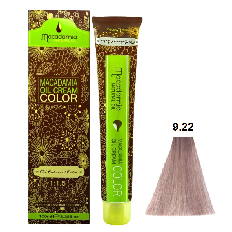 رنگ موی فاقد آمونیاک ماکادمیا شماره 9.22 حجم 100 میلی لیتر رنگ بلوند مرواریدی خیلی روشن