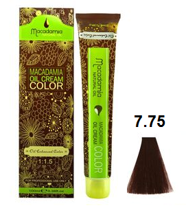 رنگ موی ماکادامیا شماره 7.75 حجم 100 میلی لیتر رنگ بلوند فندقی متوسط