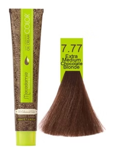 رنگ موی ماکادامیا شماره 7.77 حجم 100 میلی لیتر رنگ بلوند کاکائویی تیره