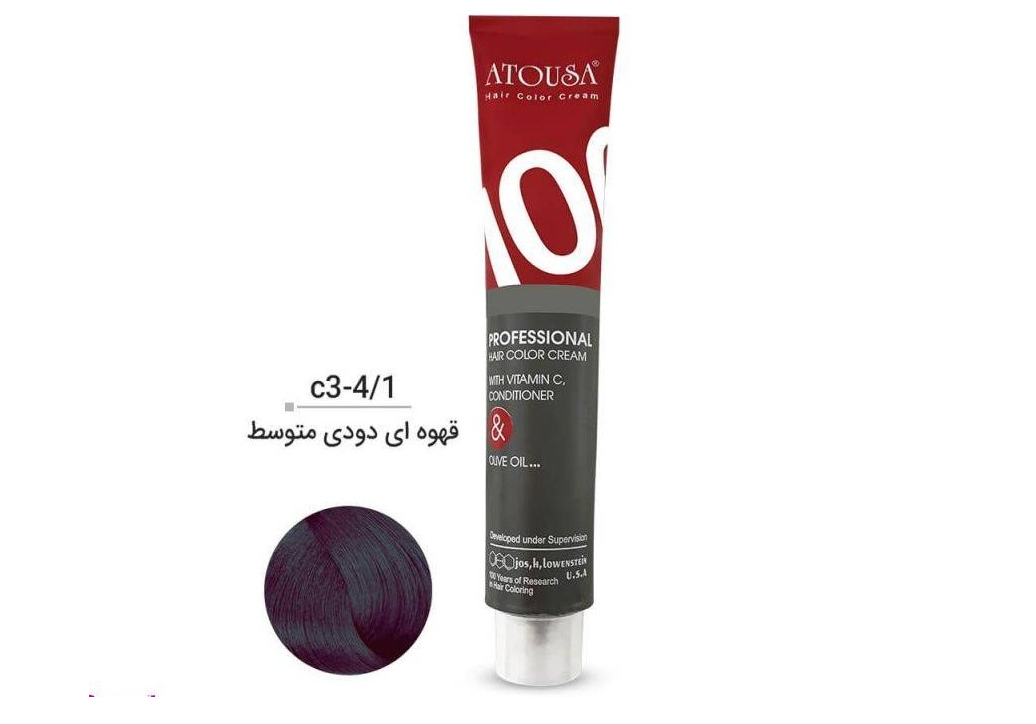 رنگ مو آتوسا شماره C3 حجم 100 میلی لیتر رنگ قهوه ای دودی متوسط