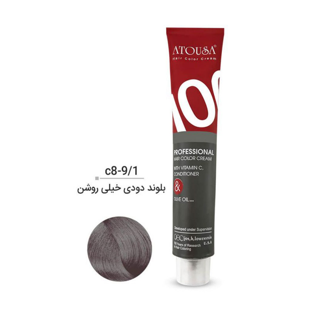رنگ موی آتوسا 100 شماره C8-9.1 بلوند دودی خیلی روشن Atousa Color