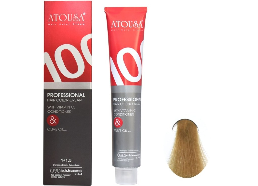 رنگ مو آتوسا شماره M8 حجم 100 میلی لیتر رنگ بلوند زیتونی خیلی روشن