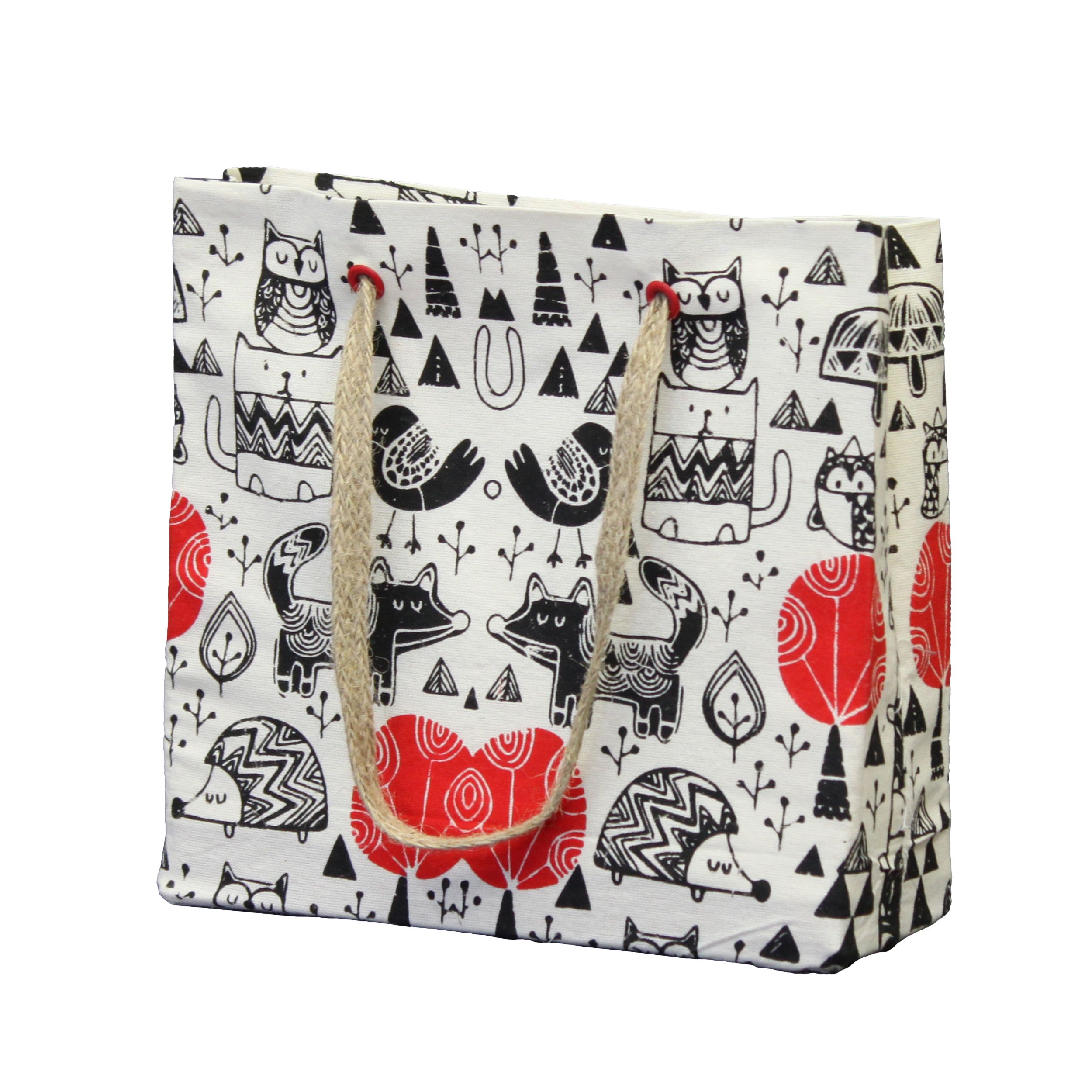 توت بگ متقال (ساک دستی پارچه ای) طرح حیوانات دهکده سایز 2 کد D2