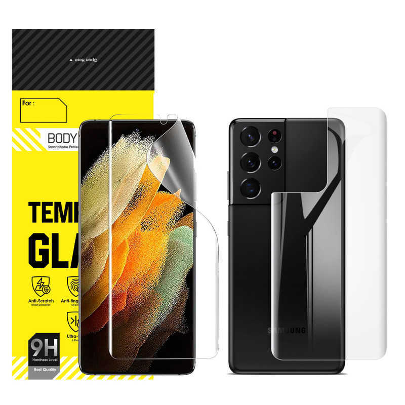 محافظ صفحه نمایش بادیگارد مدل HydroGel مناسب برای گوشی موبایل سامسونگ Galaxy S21 Ultra به همراه محافظ پشت