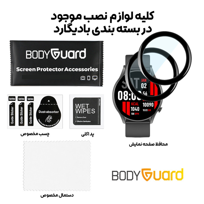 	 محافظ صفحه نمایش بادیگارد مدل PMMA مناسب برای ساعت هوشمند کیسلکت Calling Watch KR بسته 2 عددی