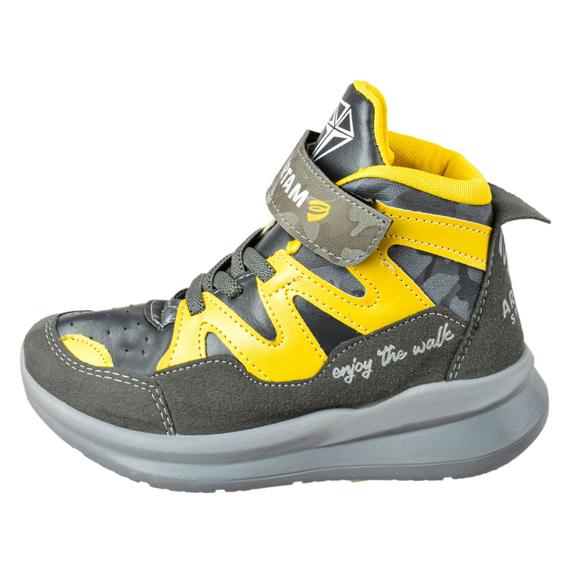 نیم بوت پسرانه مدل بند کشی برچسبی GRY.3732