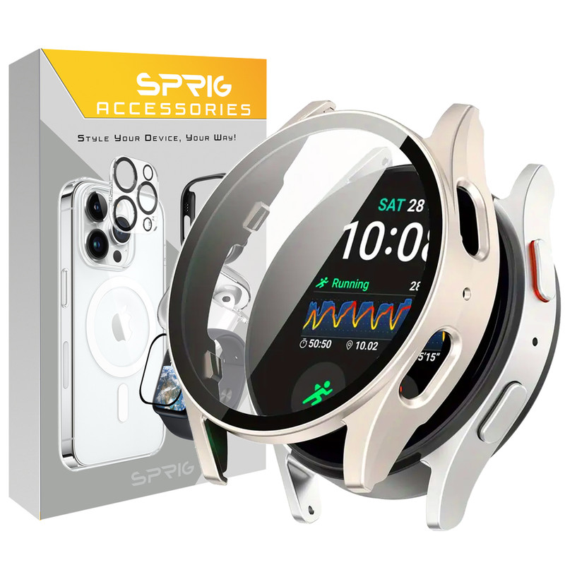 کاور اسپریگ مدل PC Guard Bump مناسب برای ساعت هوشمند سامسونگ Galaxy Watch 7 40mm به همراه محافظ صفحه نمایش