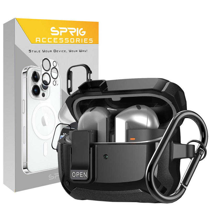 کاور اسپریگ مدل Eggshell-SP-Lockable مناسب برای کیس سامسونگ Galaxy Buds 3 / 3 Pro