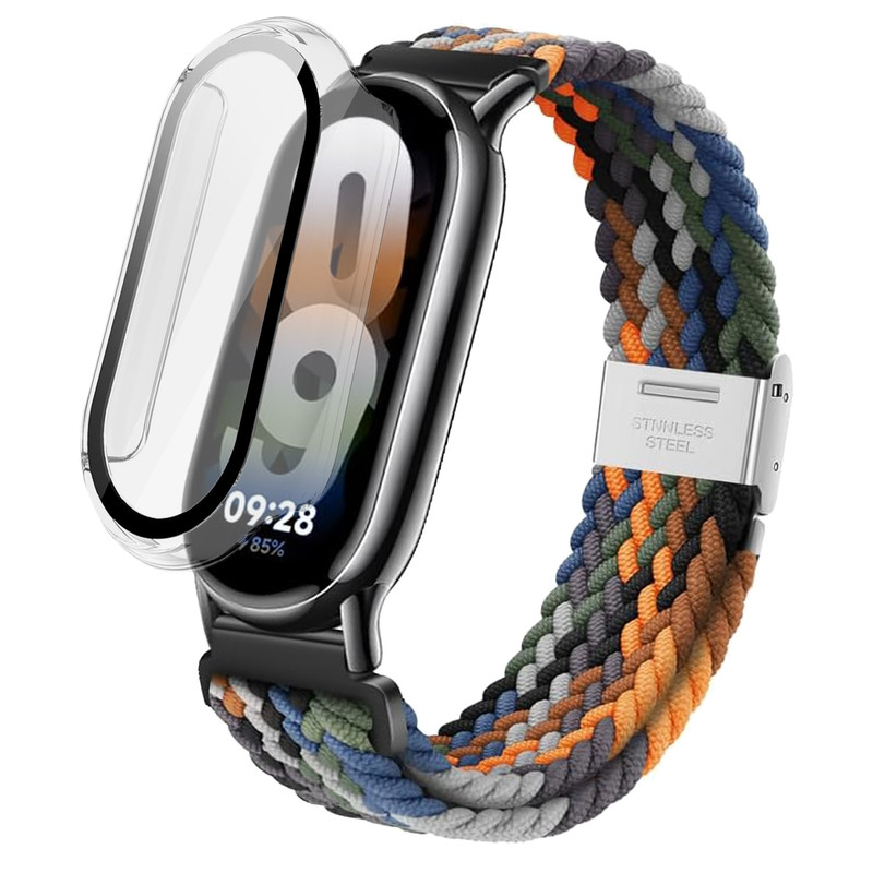 بند اسپریگ مدل BraidedSGK-CLGuard مناسب برای ساعت هوشمند شیائومی Mi band 9 به همراه کاور