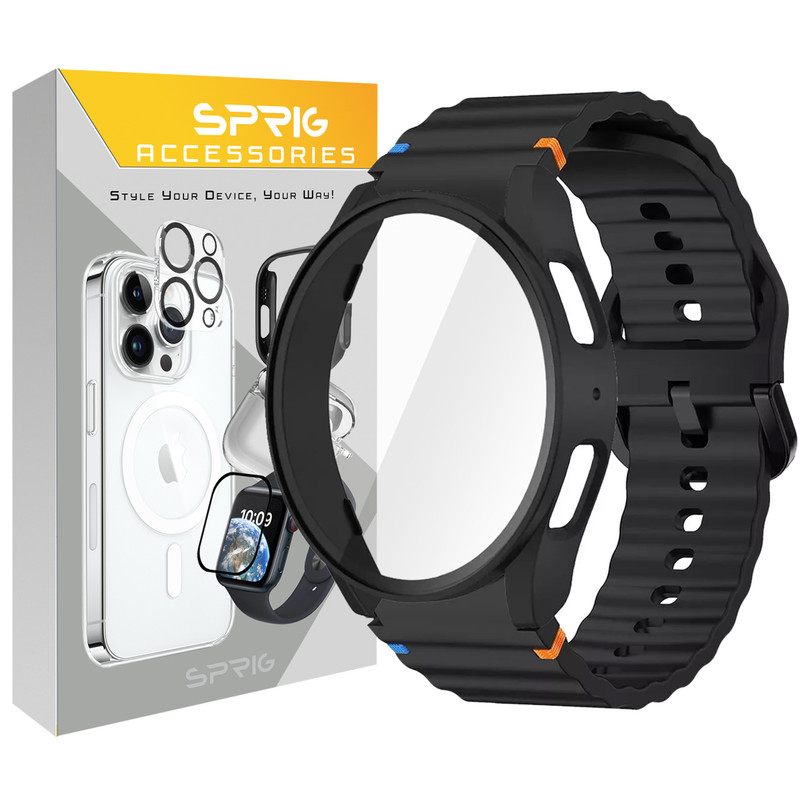 بند اسپریگ مدل Silic NewV-Guard مناسب برای ساعت هوشمند سامسونگ Galaxy Watch 7 44mm به همراه کاور