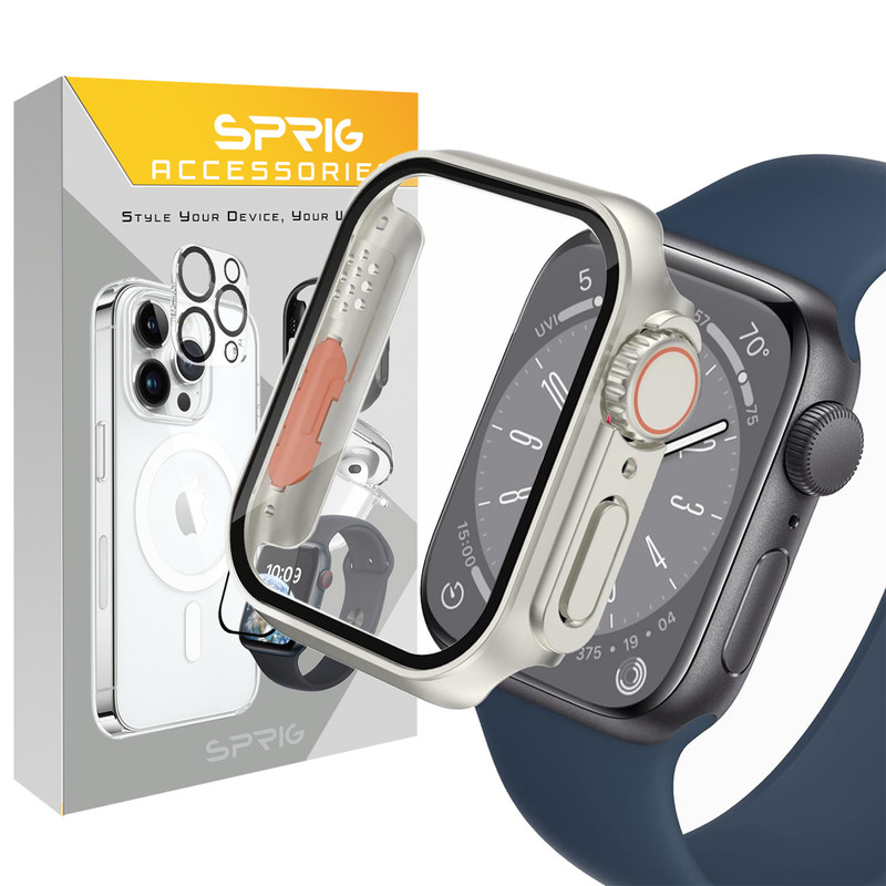 کاور اسپریگ مدل Ultra Transform مناسب برای اپل واچ Series 7 Aluminum 45mm / Series 8 Aluminum 45mm / Series 9 Aluminum 45mm به همراه محافظ صفحه نمایش