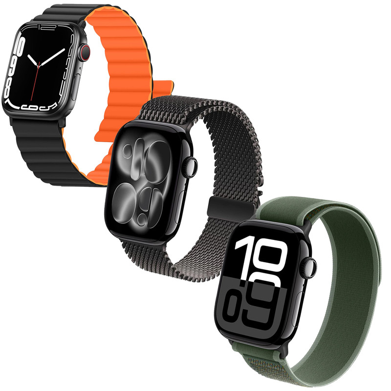 بند اسپریگ مدل Trend Mix N1 مناسب برای اپل واچ 44/45/46/49 میلی متری سری SE1/SE2/SE3/4/5/6/7/8/9/10/11/Ultra/Ultra2/Ultra3 مجموعه 3 عددی