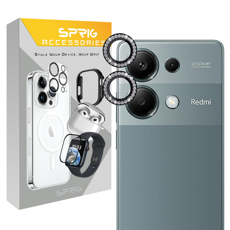 محافظ لنز دوربین رینگی اسپریگ مدل Ring Metal Diamond مناسب برای گوشی موبایل شیائومی Redmi Note 13 Pro 4G