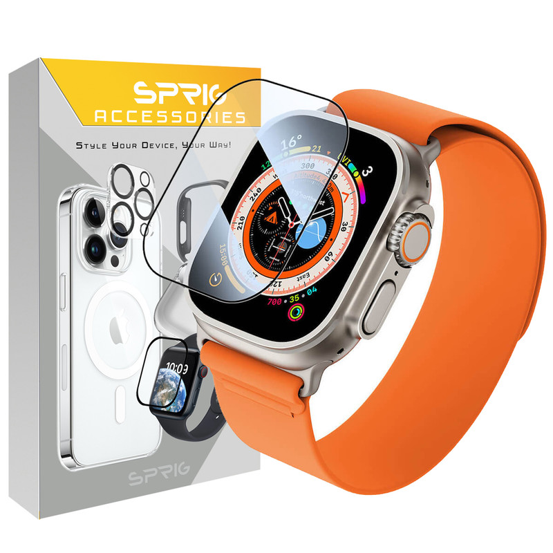 محافظ صفحه نمایش شیشه‌ای اسپریگ مدل Full Glass مناسب برای اپل واچ Ultra / Ultra 2 49mm