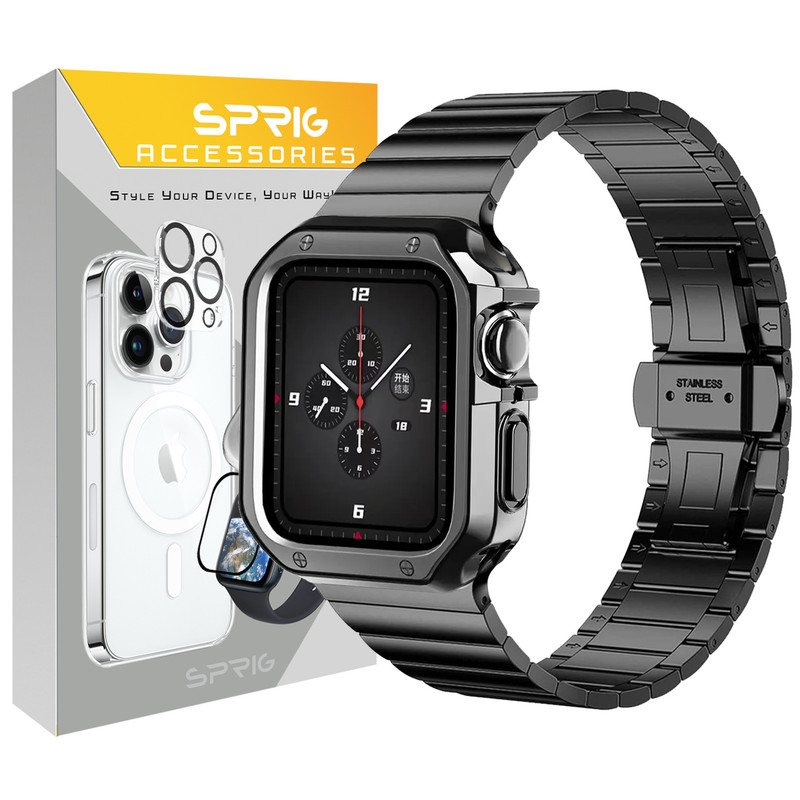 بند اسپریگ مدل Butterfly MIX مناسب برای اپل واچ سری Se/1/2/3/4/5/6/7/8/9 سایز 42/44/45 میلی متری به همراه کاور