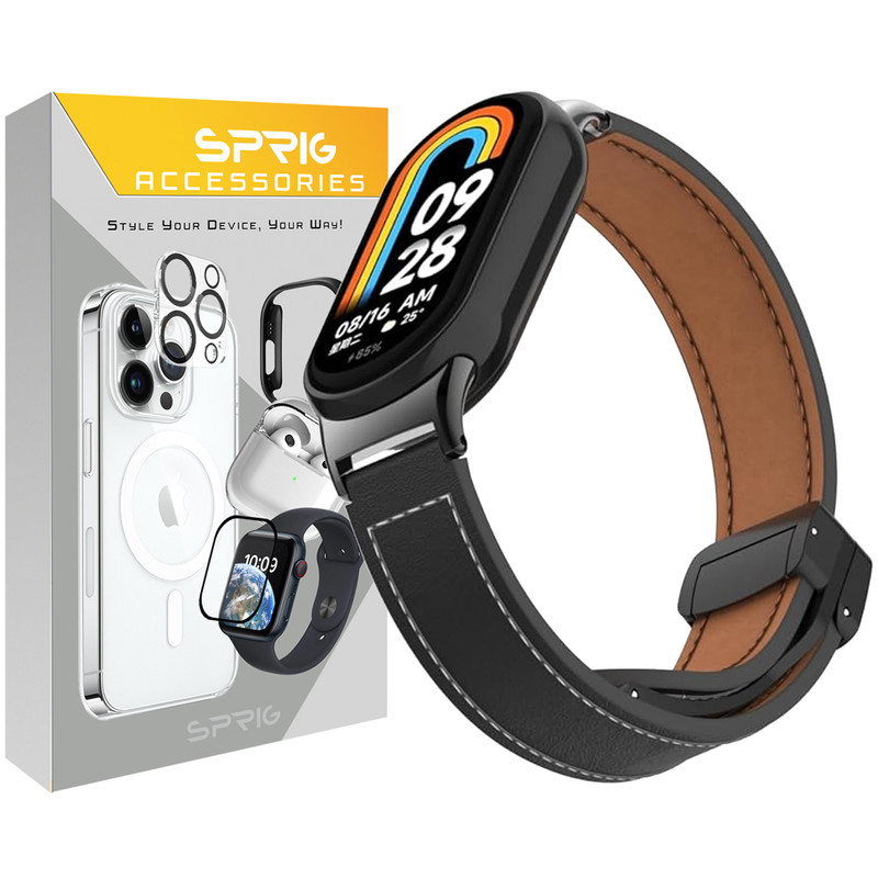 بند اسپریگ مدل Leather magnet مناسب برای ساعت هوشمند شیائومی Mi band 8/9