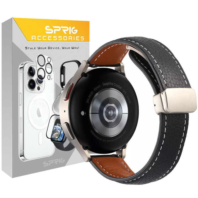 بند اسپریگ مدل Magnetic Leather مناسب برای ساعت هوشمند سامسونگ Galaxy watch 6 40mm / 6 44mm / 6 classic 43mm / 6 classic 47mm