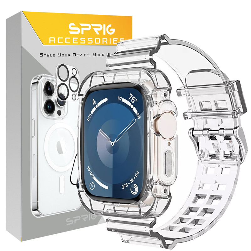 بند اسپریگ مدل Clear Shock مناسب برای اپل واچ Series 7 Aluminum 45mm / Series 8 Aluminum 45mm / Series 9 Aluminum 45mm