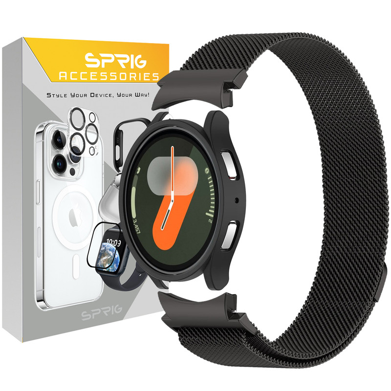 بند اسپریگ مدل Milanese-Guard مناسب برای ساعت هوشمند سامسونگ Galaxy Watch 6 44mm به همراه کاور