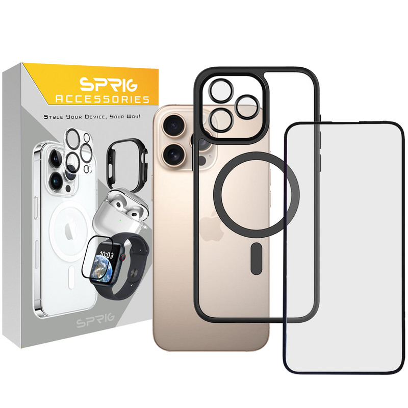 کاور اسپریگ مدل BRD Magsafe-Ring مناسب برای گوشی موبایل اپل Iphone 16 Pro به همراه محافظ صفحه نمایش و محافظ لنز
