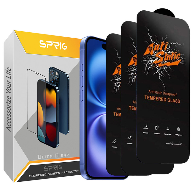 محافظ صفحه نمایش آنتی استاتیک اسپریگ مدل Antistatic_MTB_Glass مناسب برای گوشی موبایل اپل Iphone 13 Pro max بسته سه عددی