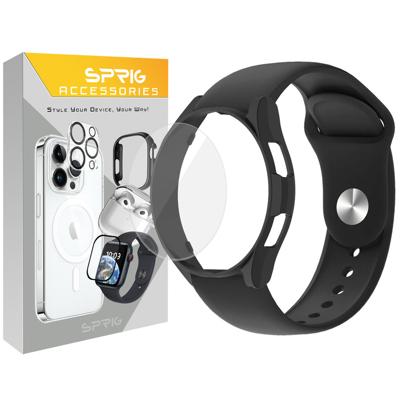 بند اسپریگ مدل Sic-Guard مناسب برای ساعت هوشمند سامسونگ Galaxy Watch 4 Classic 46mm به همراه کاور