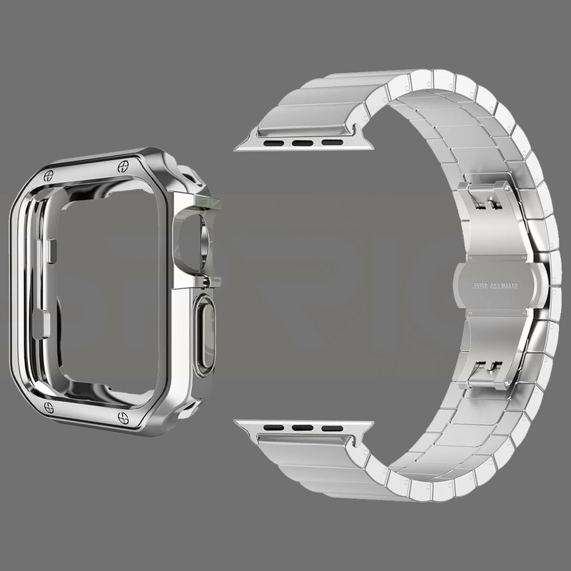 بند اسپریگ مدل Simple Link Lux مناسب برای اپل واچ سری 7/8/9 سایز 45mm به همراه کاور
