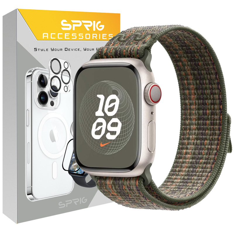 بند اسپریگ مدل NK Sporty Nylon مناسب برای اپل واچ Series 4/5/6/Se size 44mm