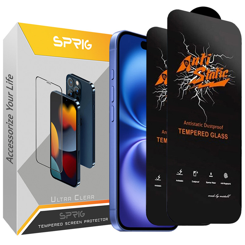 محافظ صفحه نمایش آنتی استاتیک اسپریگ مدل Antistatic_MTB مناسب برای گوشی موبایل اپل Iphone 15 بسته دو عددی