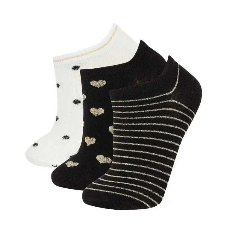 جوراب ساق کوتاه زنانه دفکتو مدل شاینی بسته 3 عددی