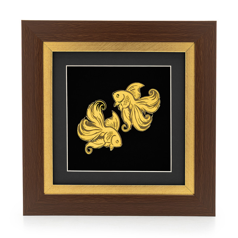 تابلو طلاکوب آلتین هنر مدل دو ماهی نماد ماه اسفند