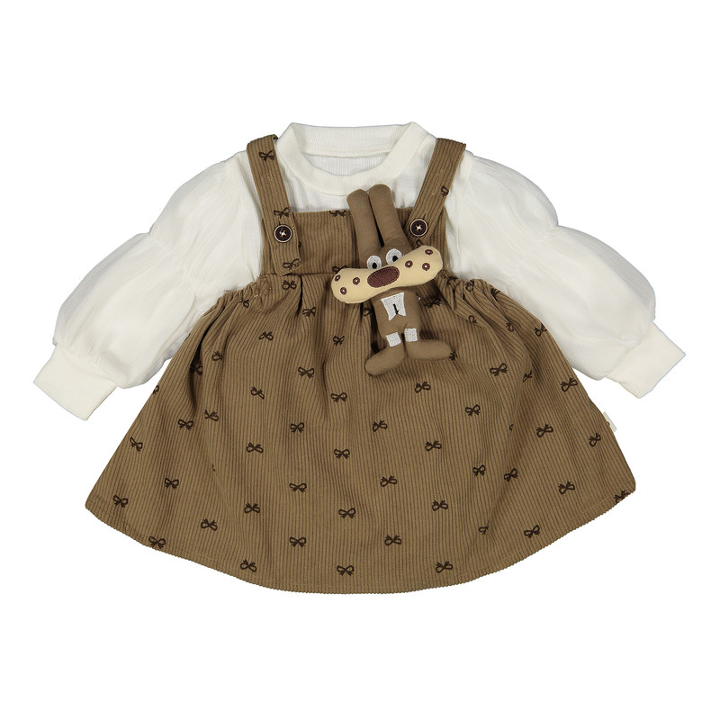 ست بلوز و سارافون نوزادی مدل S-03 به همراه سنجاق سینه