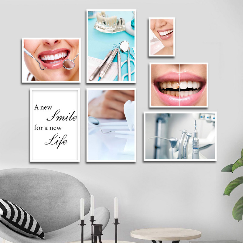 تابلو بکلیت طرح لبخند و دندانپزشکی مدل W-1574 مجموعه 7 عددی